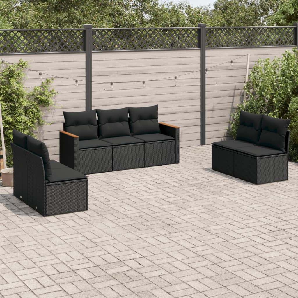 7 Piece Garden Sofa Set With Cushions Poly Rattan
