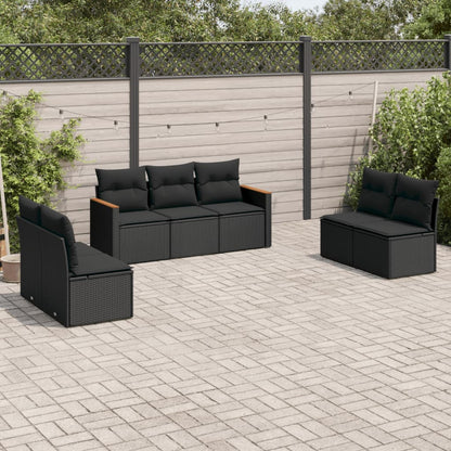 7 Piece Garden Sofa Set With Cushions Poly Rattan