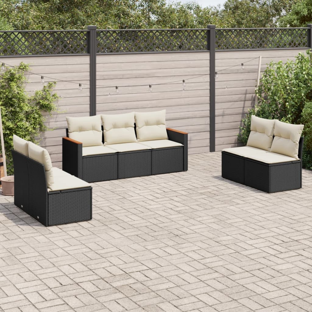 7 Piece Garden Sofa Set With Cushions Poly Rattan
