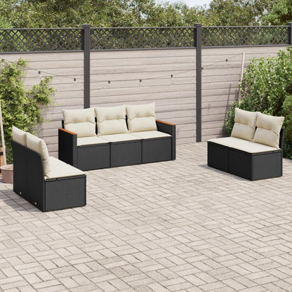 7 Piece Garden Sofa Set With Cushions Poly Rattan