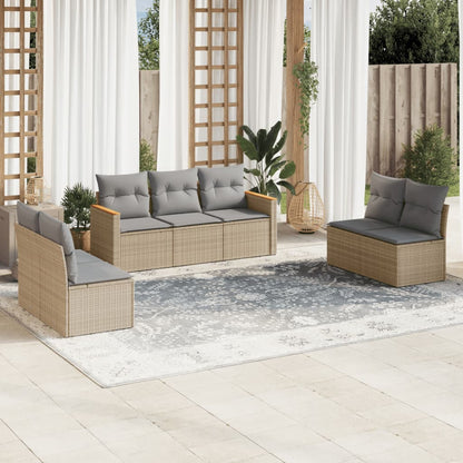 7 Piece Garden Sofa Set With Cushions Poly Rattan