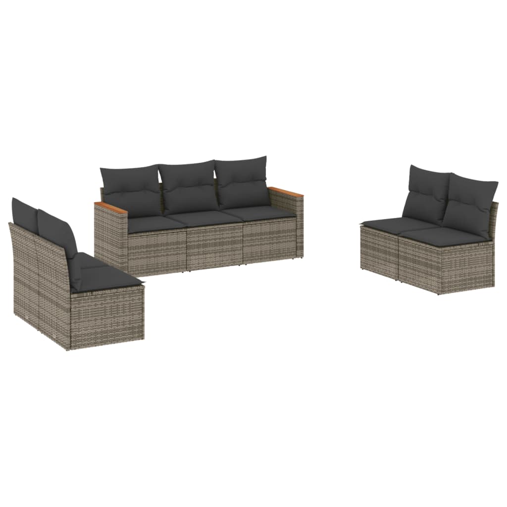 7 Piece Garden Sofa Set With Cushions Poly Rattan