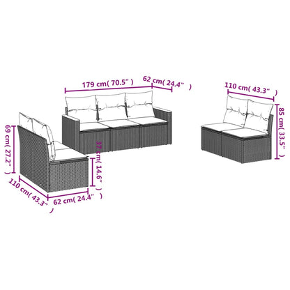 7 Piece Garden Sofa Set With Cushions Poly Rattan