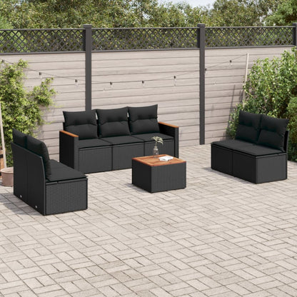 7 Piece Garden Sofa Set With Cushions Poly Rattan