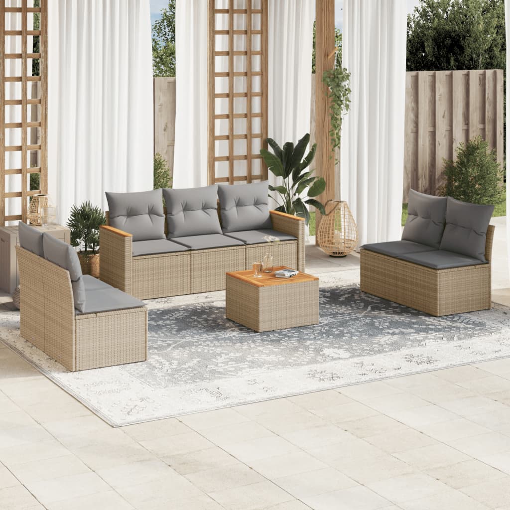 7 Piece Garden Sofa Set With Cushions Poly Rattan