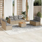 7 Piece Garden Sofa Set With Cushions Poly Rattan