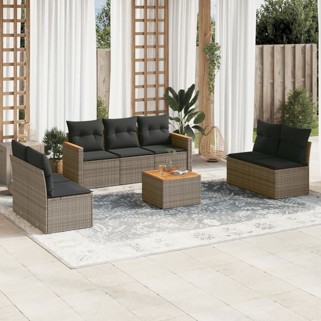 7 Piece Garden Sofa Set With Cushions Poly Rattan