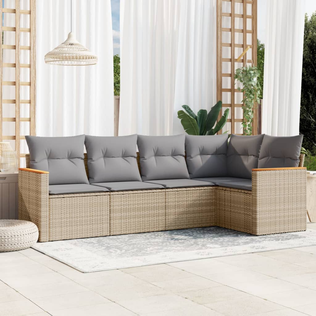 6 Piece Garden Sofa Set With Cushions Poly Rattan