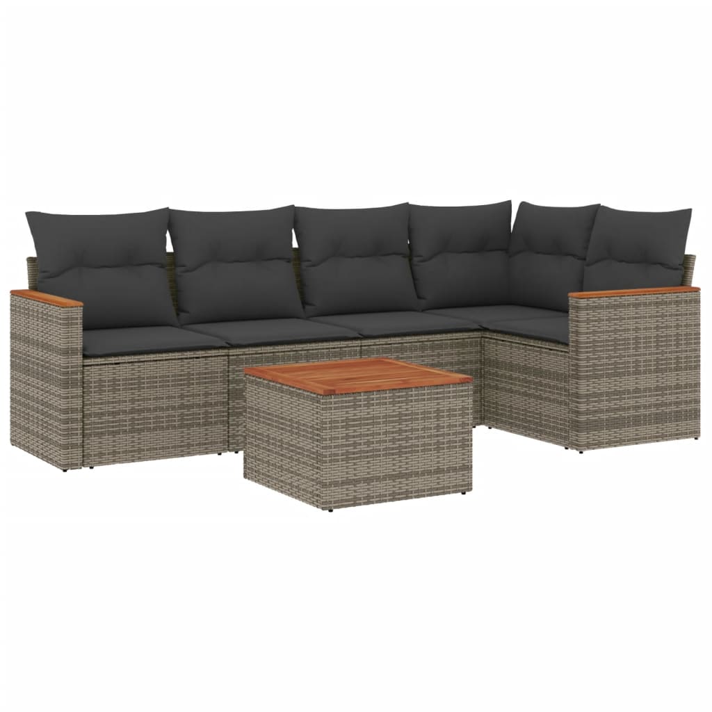 6 Piece Garden Sofa Set With Cushions Poly Rattan