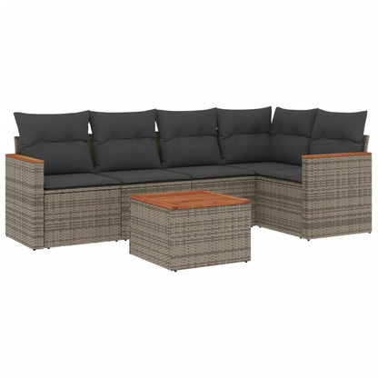 6 Piece Garden Sofa Set With Cushions Poly Rattan