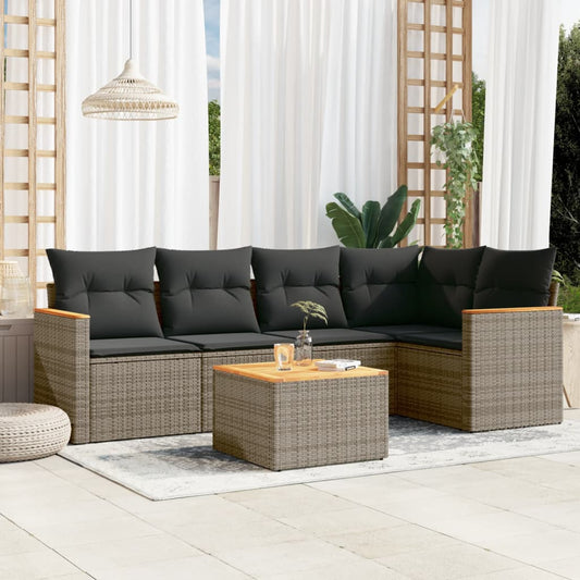 6 Piece Garden Sofa Set With Cushions Poly Rattan