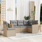 5 Piece Garden Sofa Set With Cushions Poly Rattan