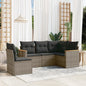 5 Piece Garden Sofa Set With Cushions Poly Rattan
