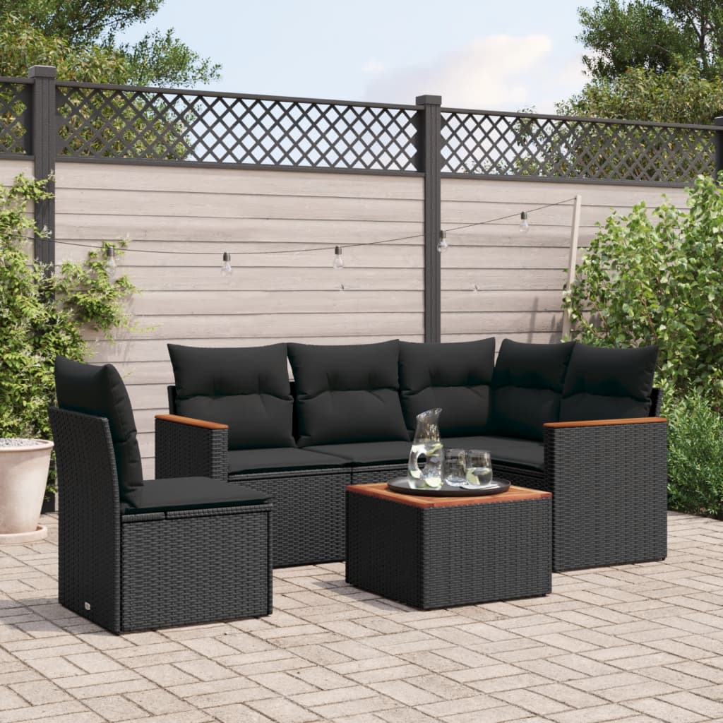 5 Piece Garden Sofa Set With Cushions Poly Rattan