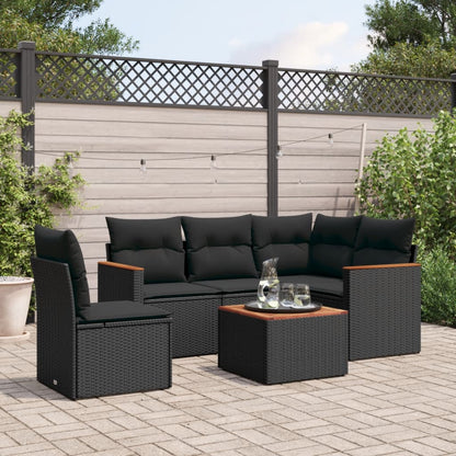 5 Piece Garden Sofa Set With Cushions Poly Rattan