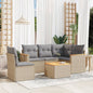 5 Piece Garden Sofa Set With Cushions Poly Rattan