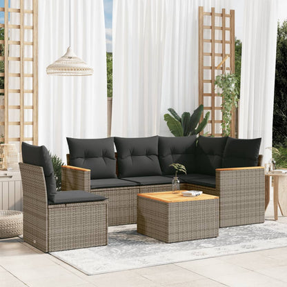5 Piece Garden Sofa Set With Cushions Poly Rattan