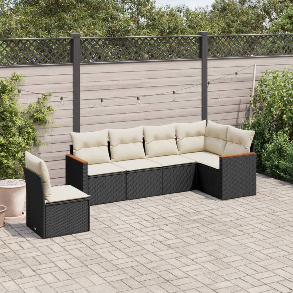 6 Piece Garden Sofa Set With Cushions Poly Rattan