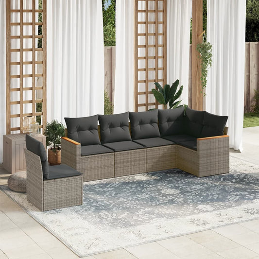 6 Piece Garden Sofa Set With Cushions Poly Rattan