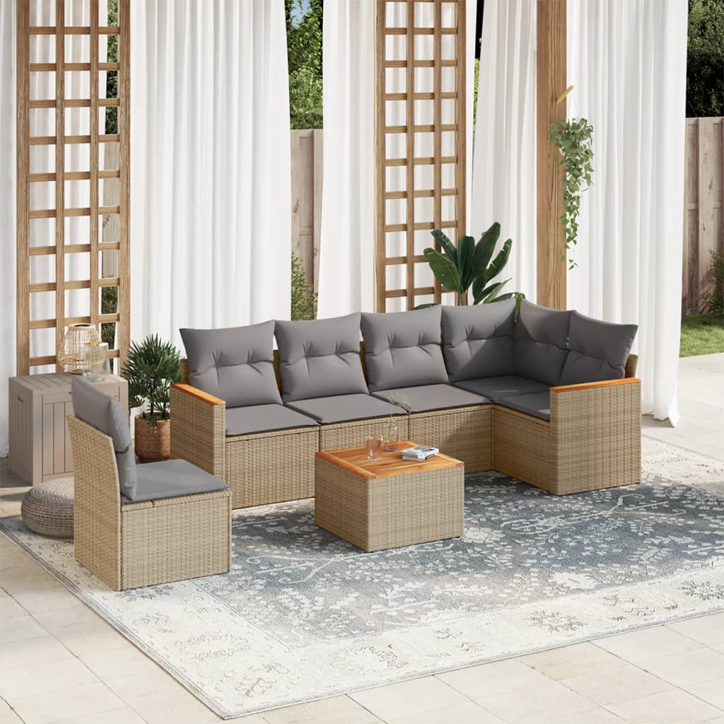 6 Piece Garden Sofa Set With Cushions Poly Rattan