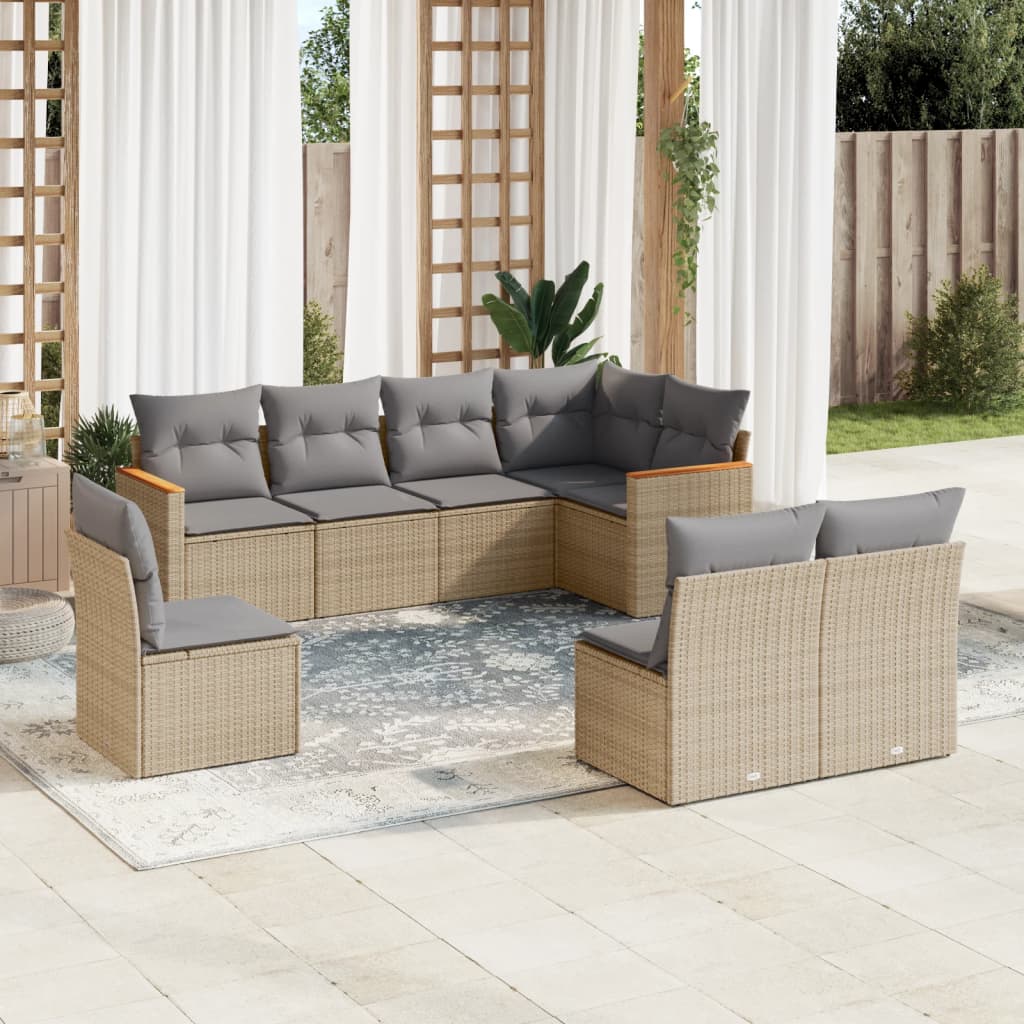 8 Piece Garden Sofa Set With Cushions Poly Rattan