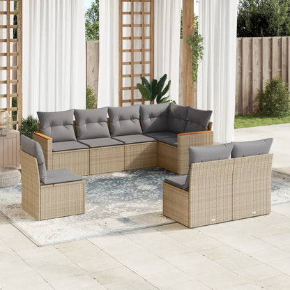 8 Piece Garden Sofa Set With Cushions Poly Rattan