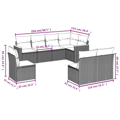 8 Piece Garden Sofa Set With Cushions Poly Rattan