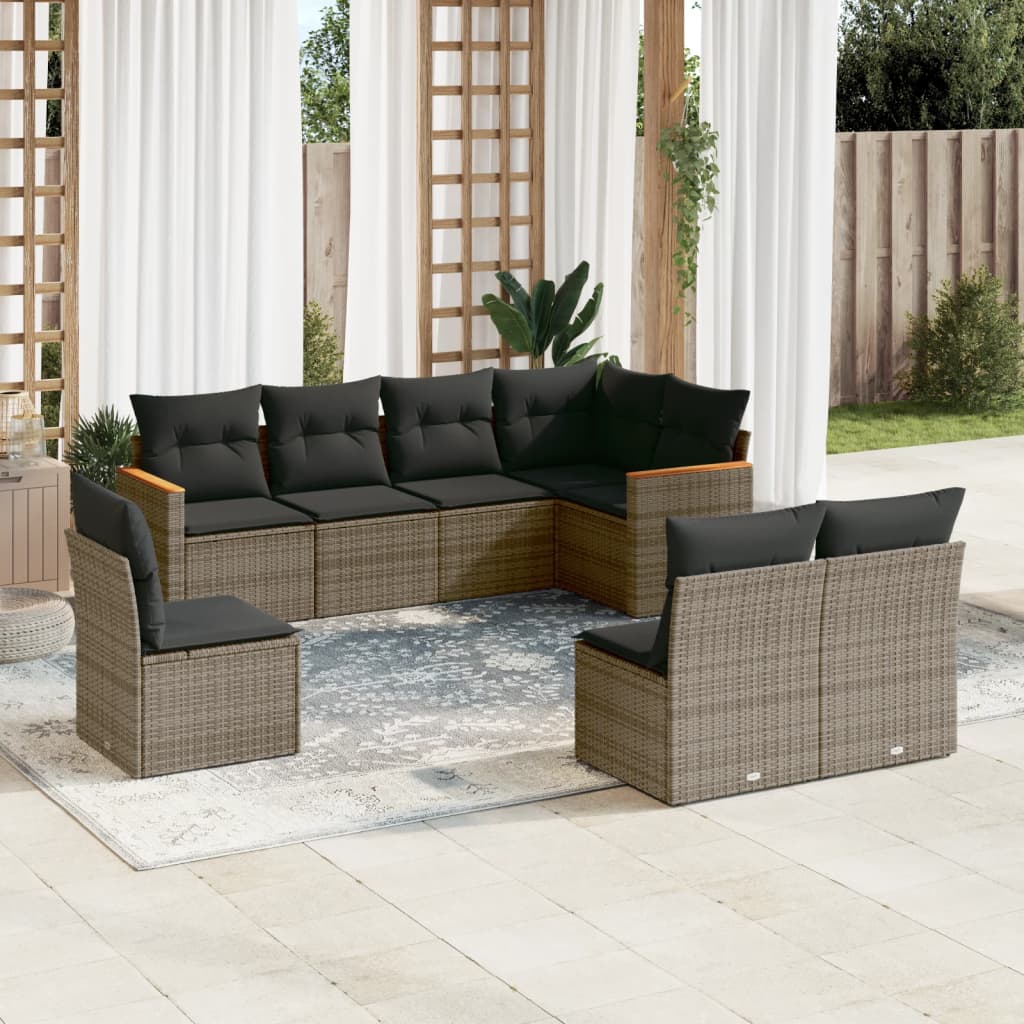8 Piece Garden Sofa Set With Cushions Poly Rattan