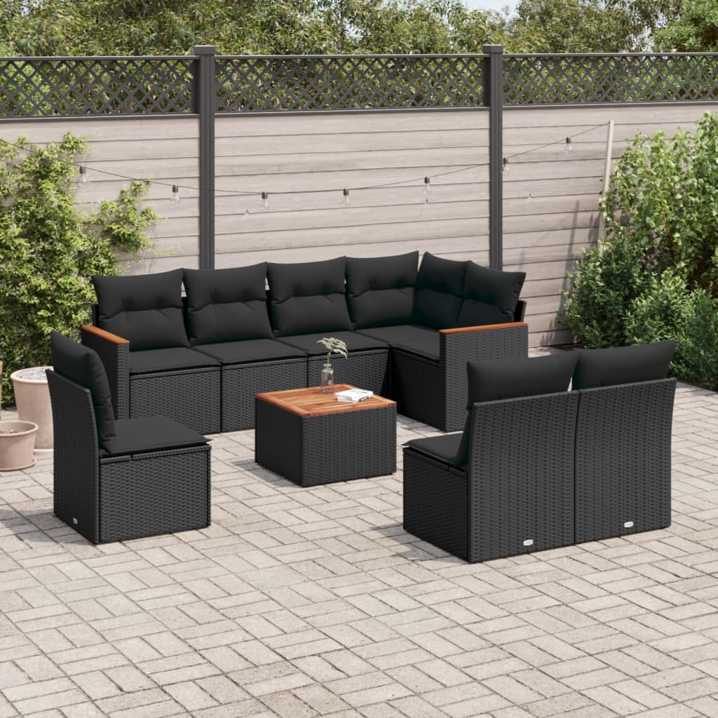 8 Piece Garden Sofa Set With Cushions Poly Rattan