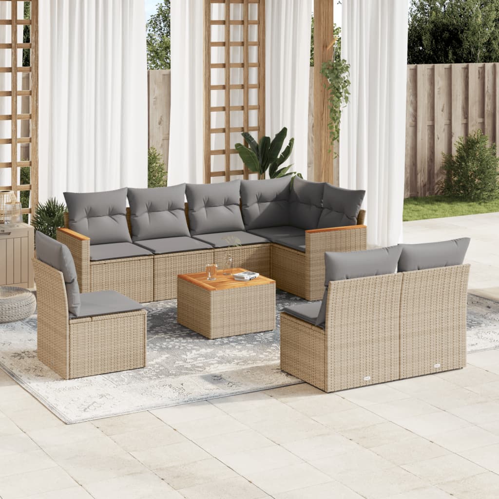 8 Piece Garden Sofa Set With Cushions Poly Rattan