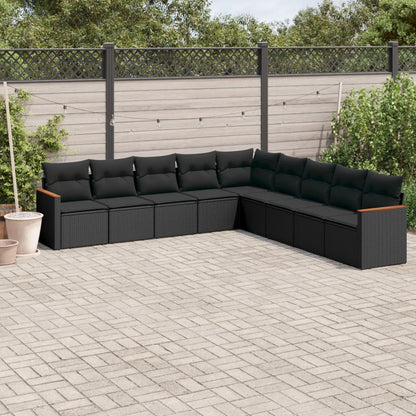 10 Piece Garden Sofa Set With Cushions Poly Rattan