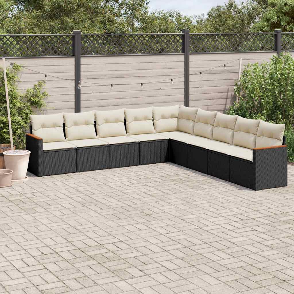 10 Piece Garden Sofa Set With Cushions Poly Rattan