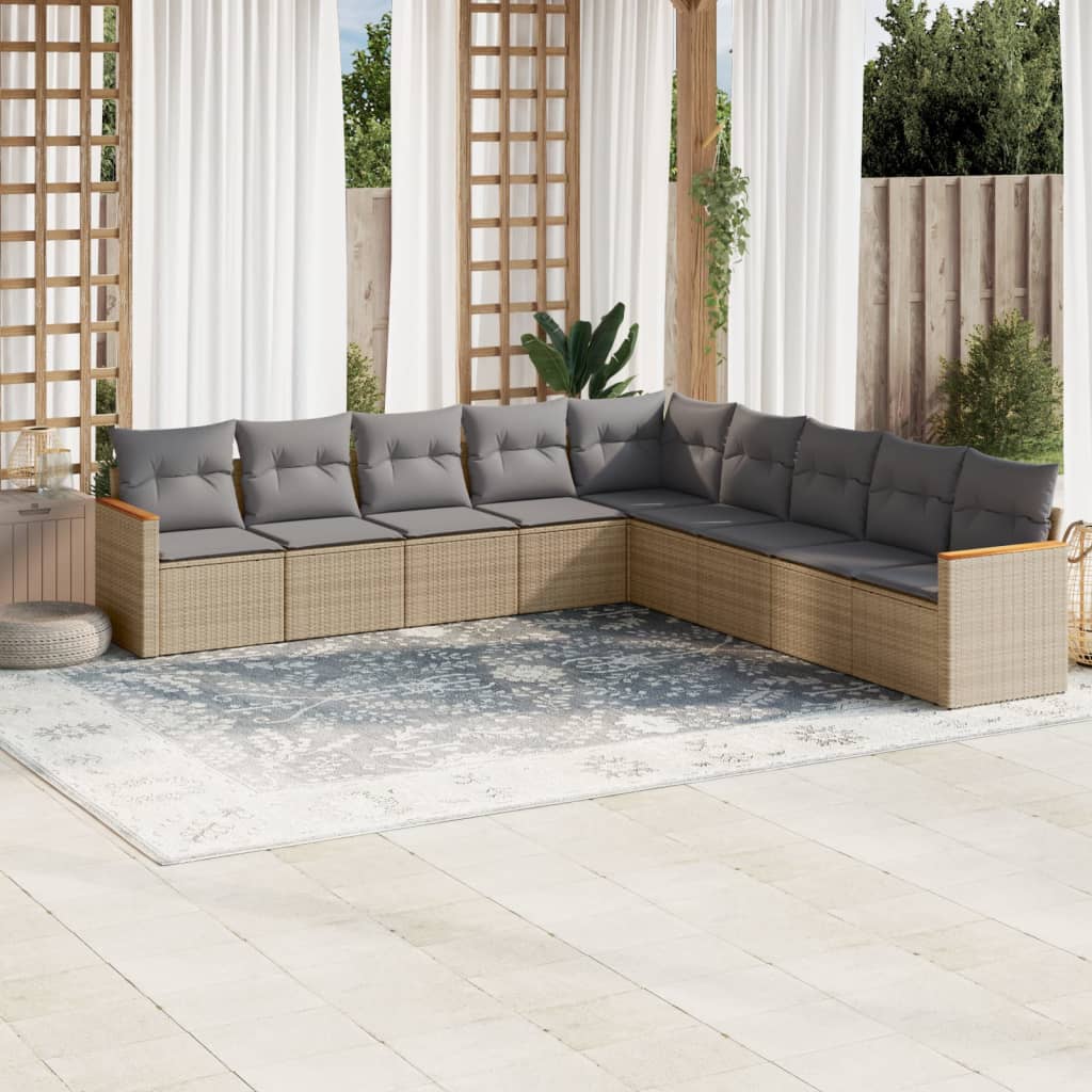 10 Piece Garden Sofa Set With Cushions Poly Rattan
