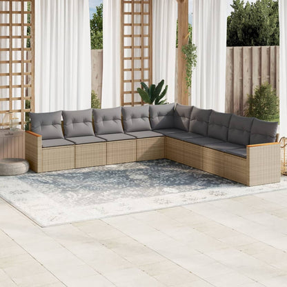 10 Piece Garden Sofa Set With Cushions Poly Rattan