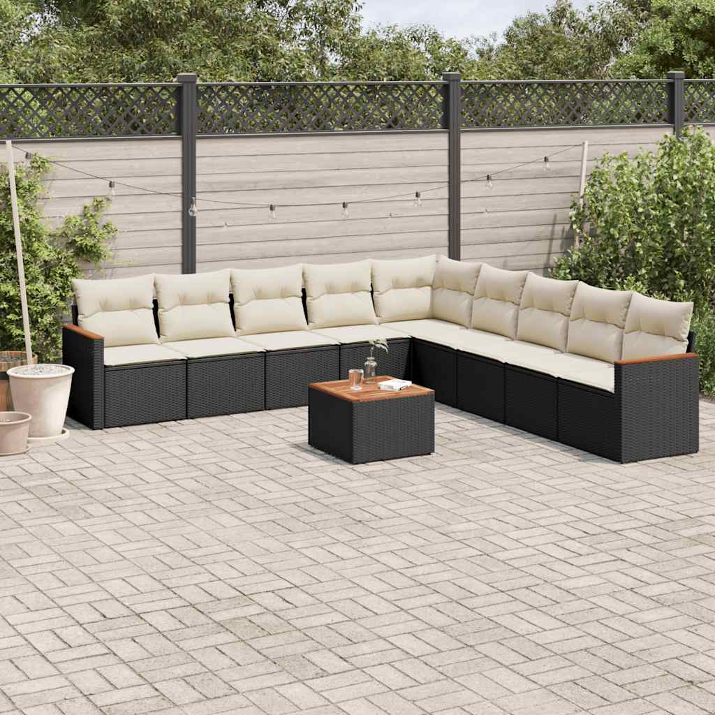 10 Piece Garden Sofa Set With Cushions Poly Rattan