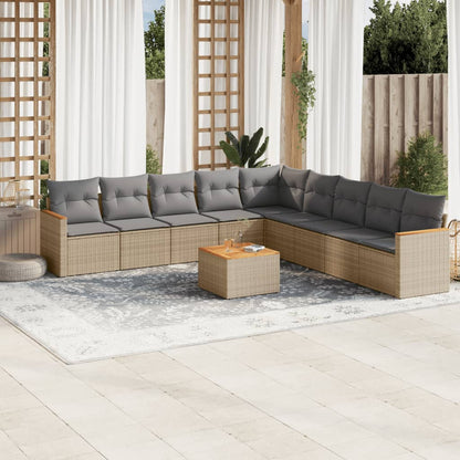 10 Piece Garden Sofa Set With Cushions Poly Rattan