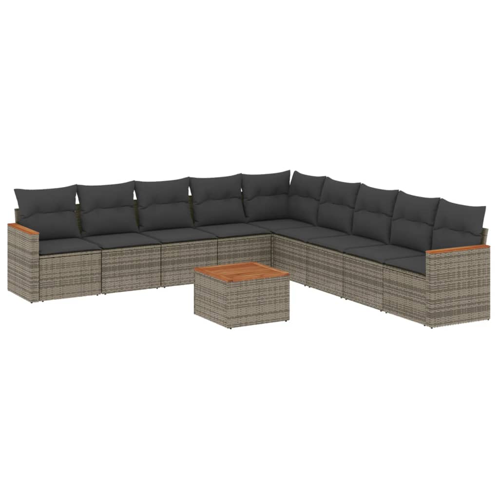 10 Piece Garden Sofa Set With Cushions Poly Rattan