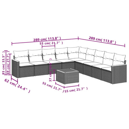 10 Piece Garden Sofa Set With Cushions Poly Rattan