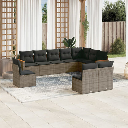 11 Piece Garden Sofa Set With Cushions Poly Rattan