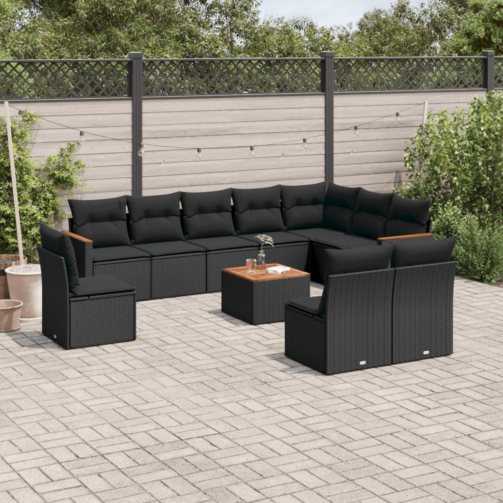 11 Piece Garden Sofa Set With Cushions Poly Rattan
