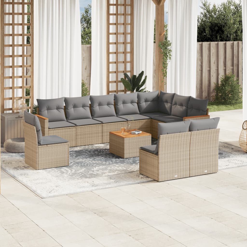 11 Piece Garden Sofa Set With Cushions Poly Rattan