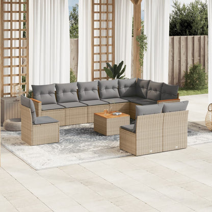 11 Piece Garden Sofa Set With Cushions Poly Rattan