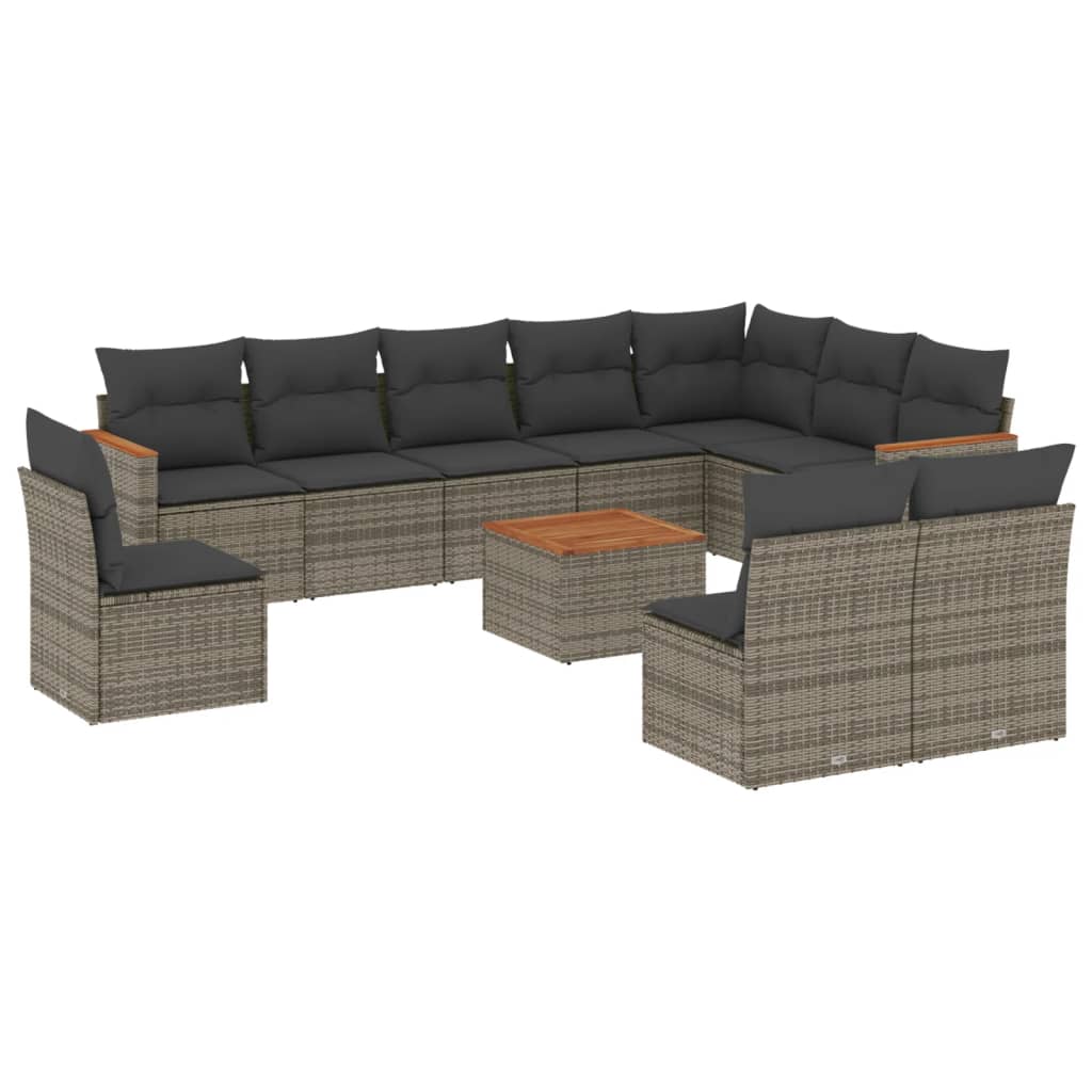 11 Piece Garden Sofa Set With Cushions Poly Rattan