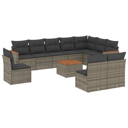 11 Piece Garden Sofa Set With Cushions Poly Rattan