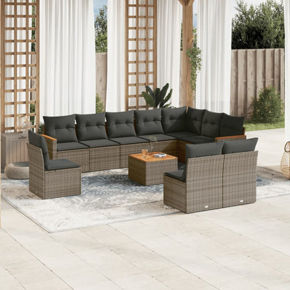 11 Piece Garden Sofa Set With Cushions Poly Rattan