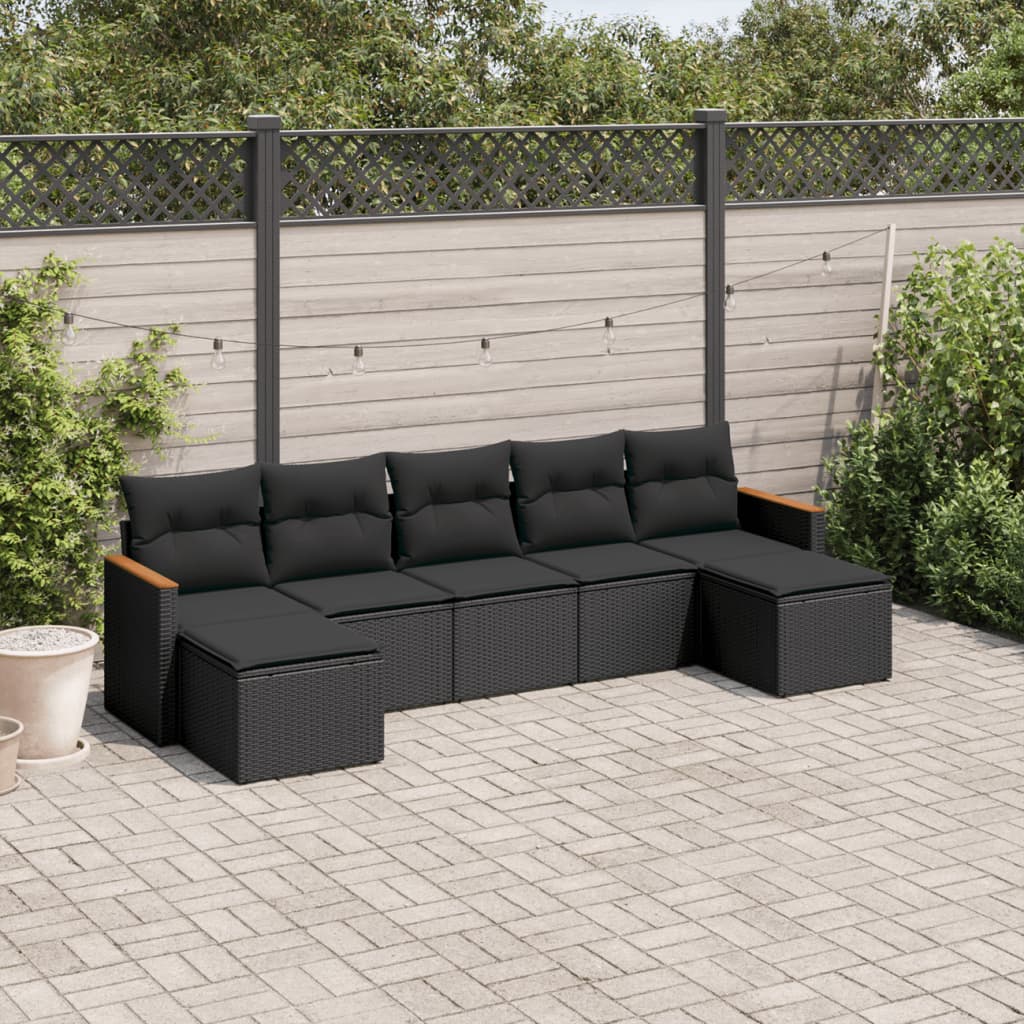 7 Piece Garden Sofa Set With Cushions Poly Rattan