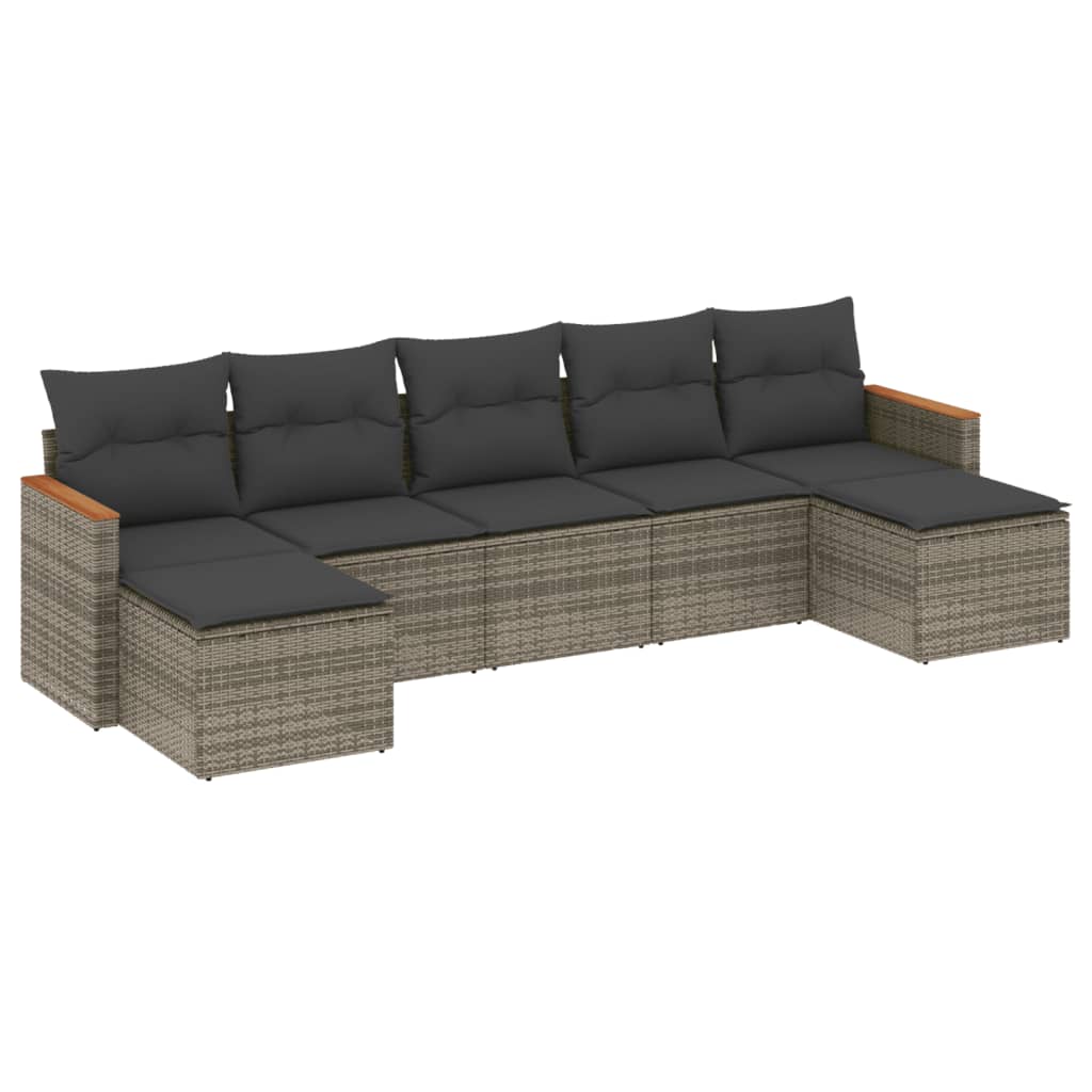 7 Piece Garden Sofa Set With Cushions Poly Rattan