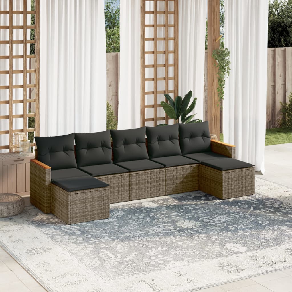 7 Piece Garden Sofa Set With Cushions Poly Rattan