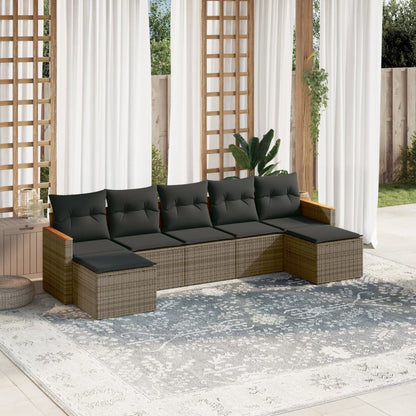 7 Piece Garden Sofa Set With Cushions Poly Rattan