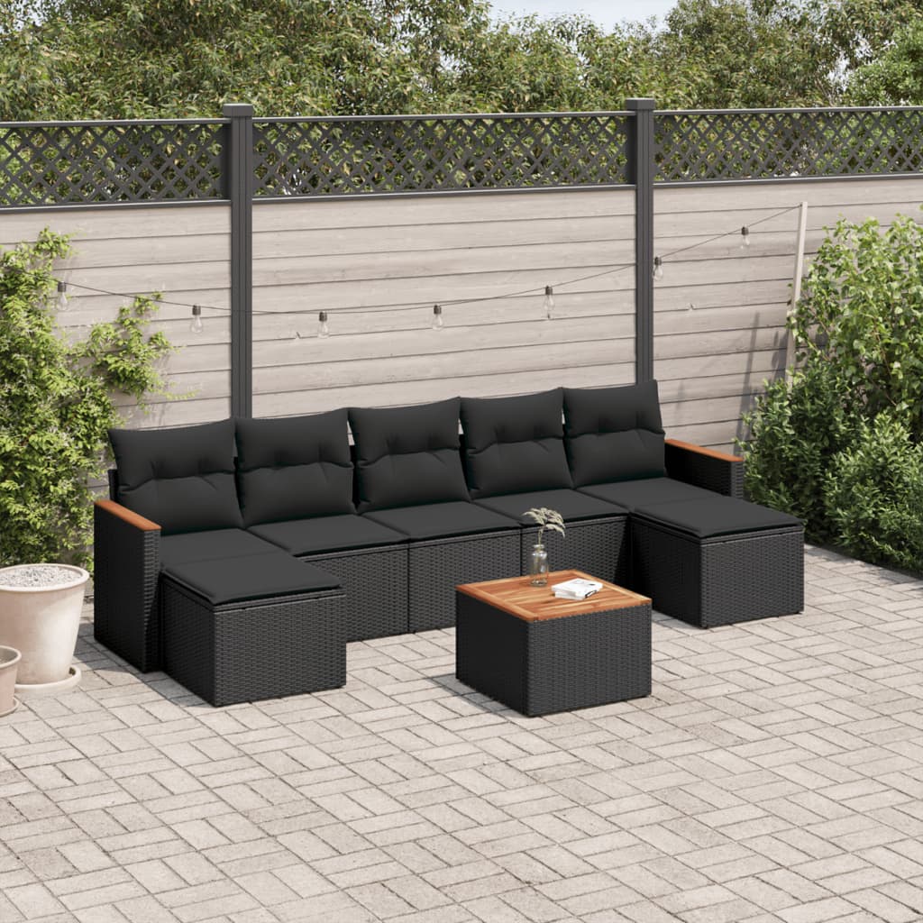 7 Piece Garden Sofa Set With Cushions Poly Rattan